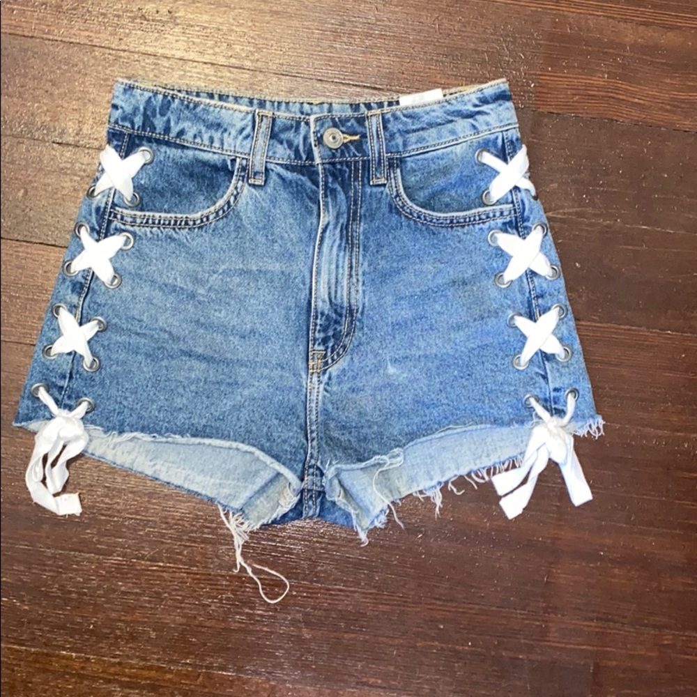 High waisted denim shorts